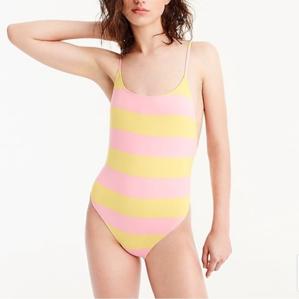 J Crew Playa Newport Stripe Scoop Back High Cut Size XL